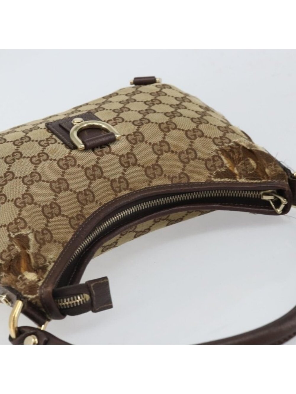 Authentic GUCCI GG Canvas Abbey Shoulder Bag Beige Gold 130738 - Picture 13 of 16